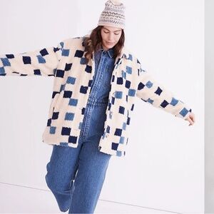 Madewell Sherpa Belrose Shirt-Jacket in Checkerboard S